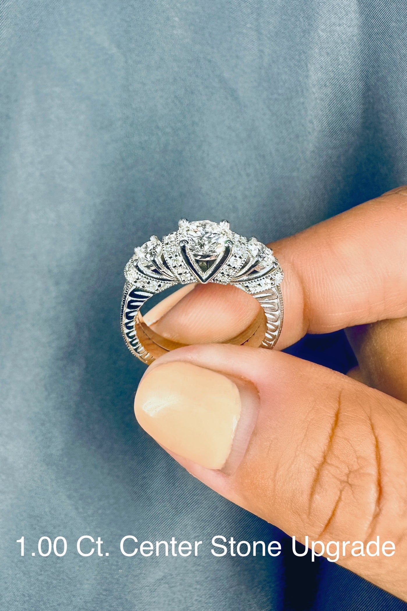 1.50 Ct. Tw. Brilliant Round Cut Three Stone Inspired Diamond Antique Style Engagement Wedding Set Ring
