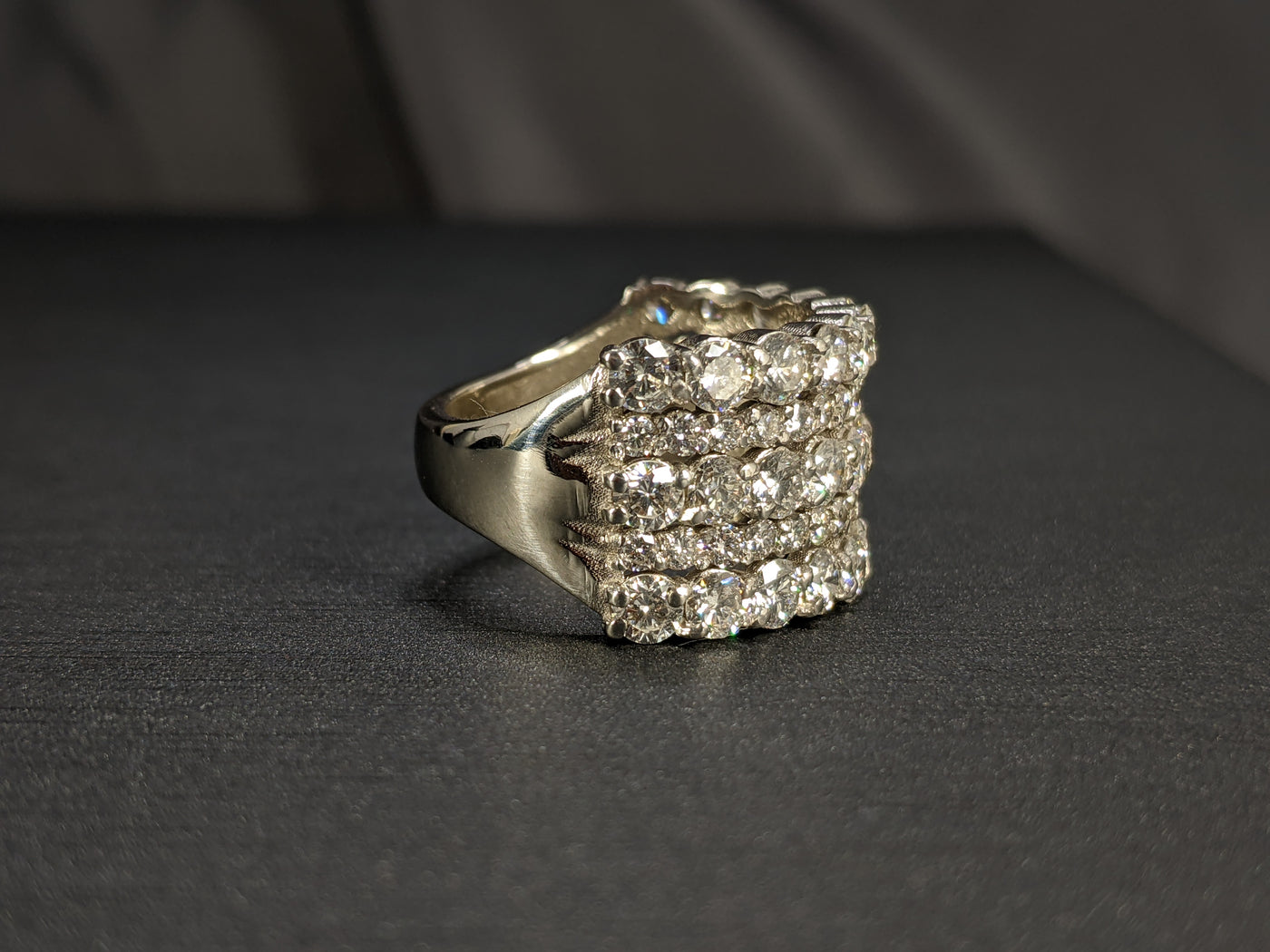 5-Row 4.80 Carat Round Cut Diamond Stack-able Band