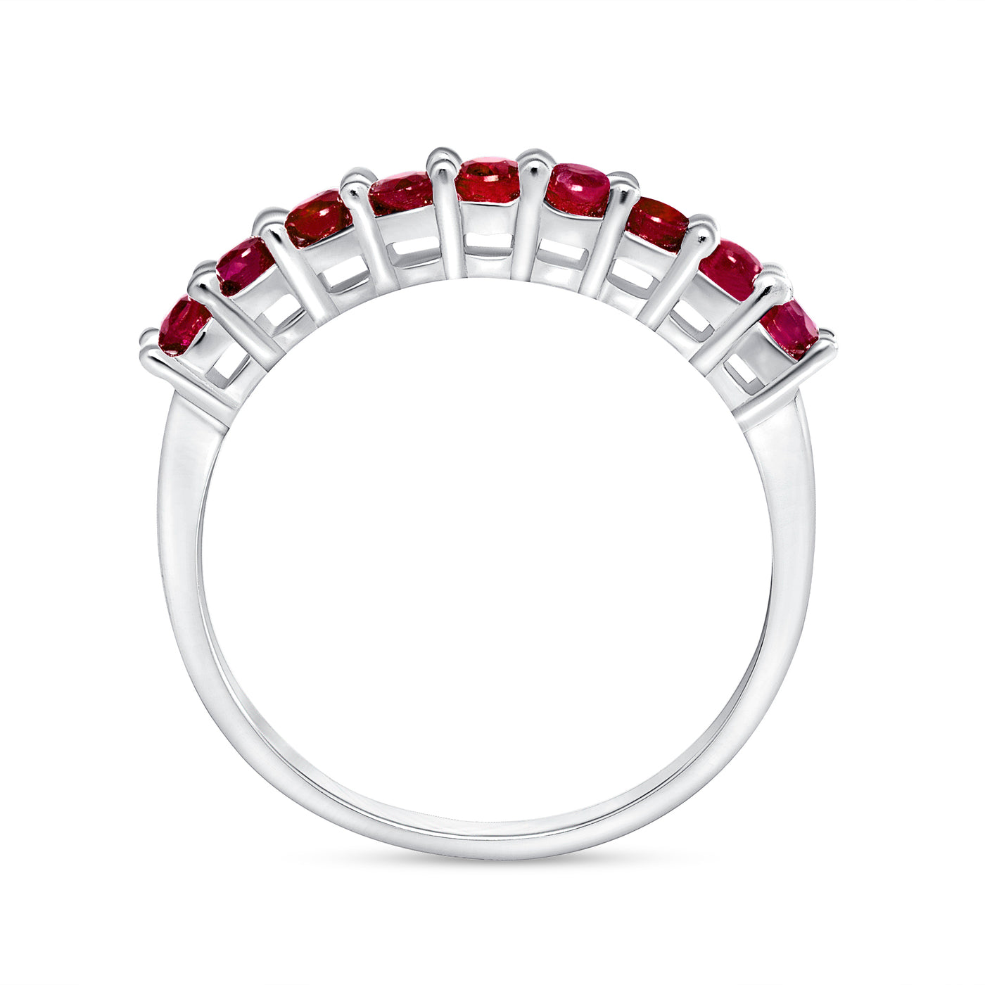 9-Stone 0.75 Carat Natural Ruby White Gold Band in Shared Prong