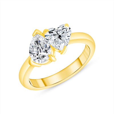 Toi et Moi Pear and Heart Cut Diamond Engagement Ring 1.00 Carat