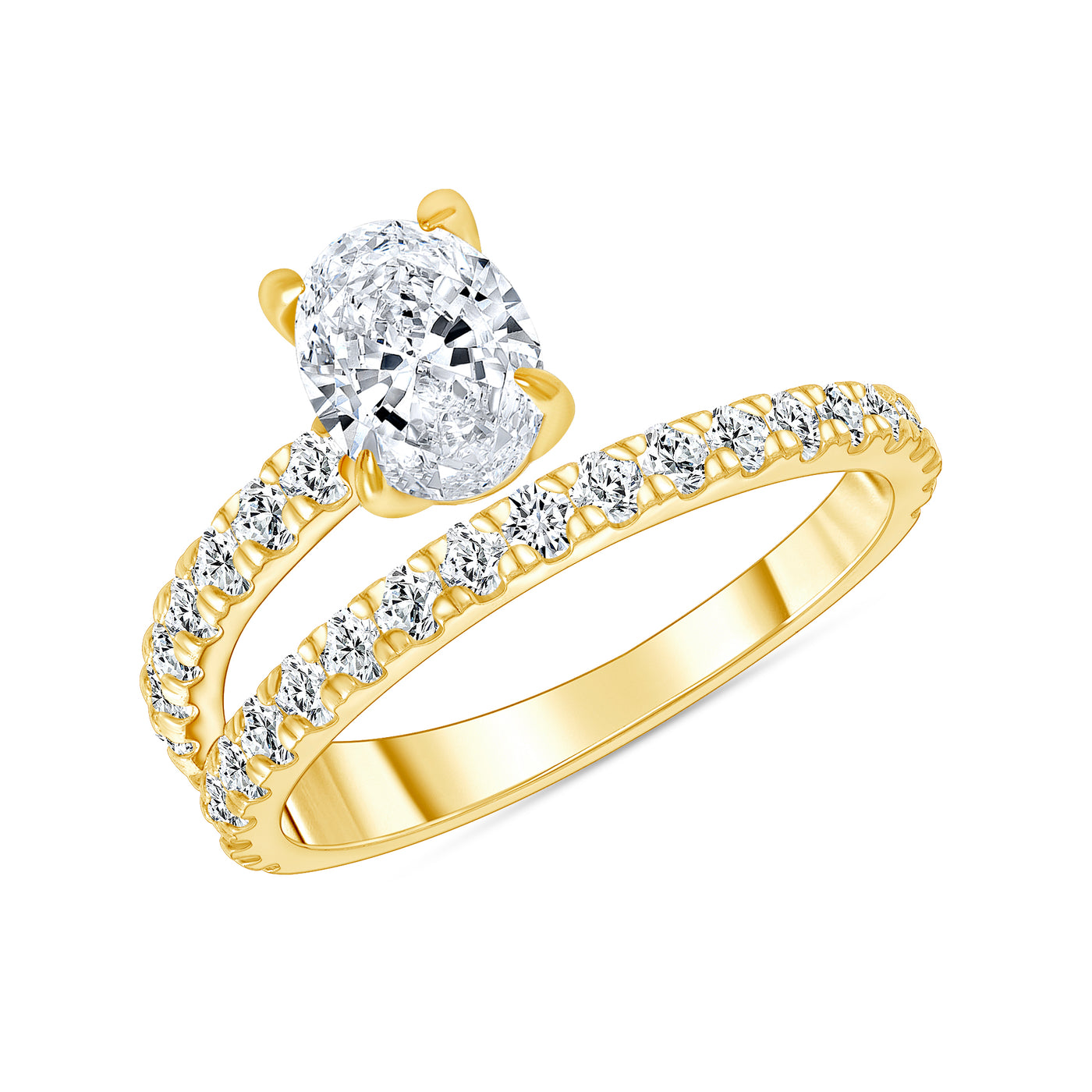 0.75 Carat Oval Cut Diamond Engagement Ring Design (0.50 Carat Center Diamond)