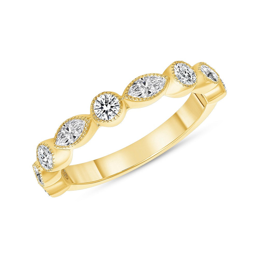 0.50 Ct. Tw. Marquise and Round Cut Diamond Milgrain Stackable Ring