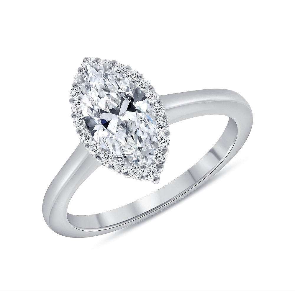 0.75 Carat Halo Marquise Cut Diamond Engagement Ring