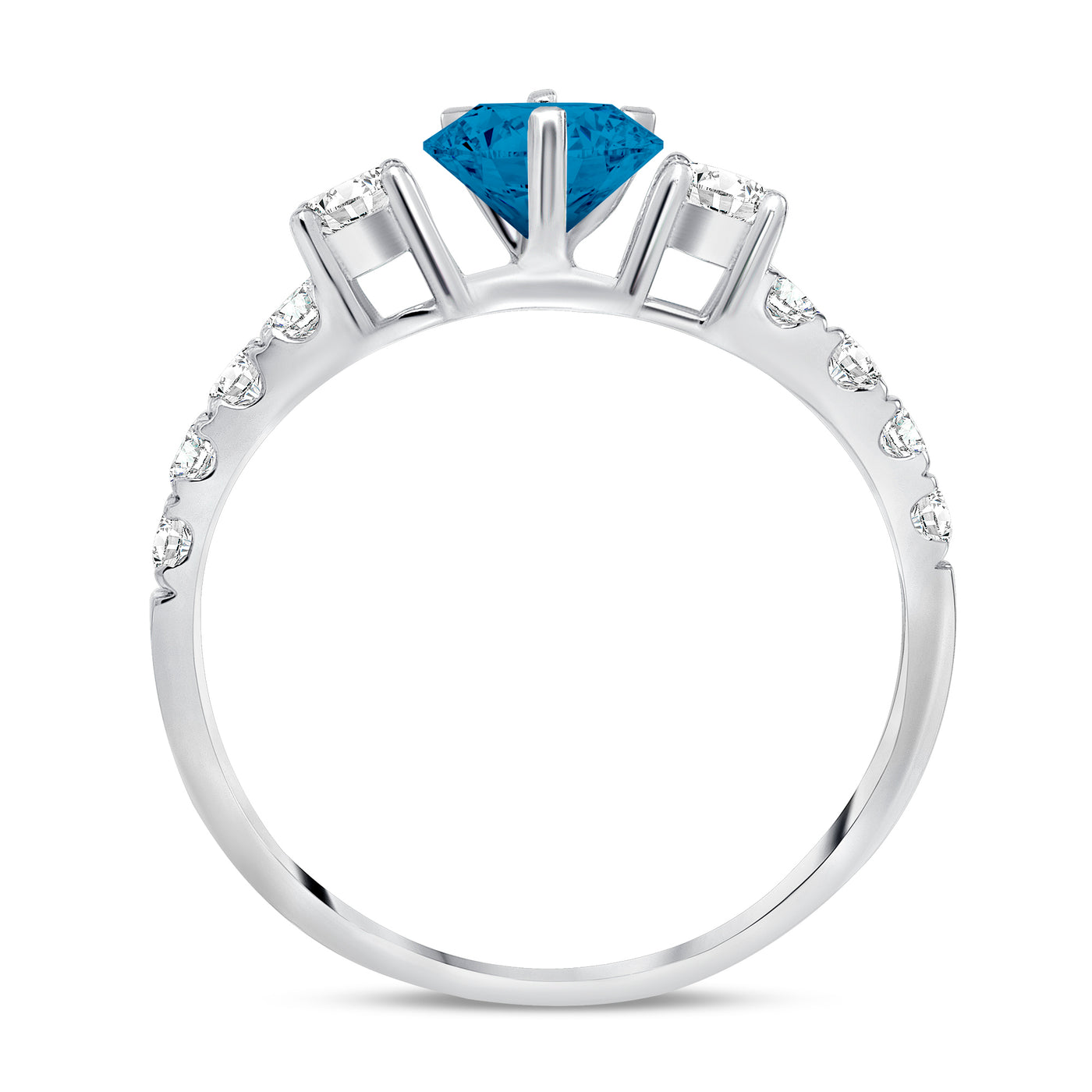 5MM Natural London Blue Topaz Round Cut Diamond Ring 0.58 Carat Diamond