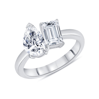 Two Stone Pear Shape and Emerald Cut Diamond Engagement Ring 1.50 Ct. Tw.