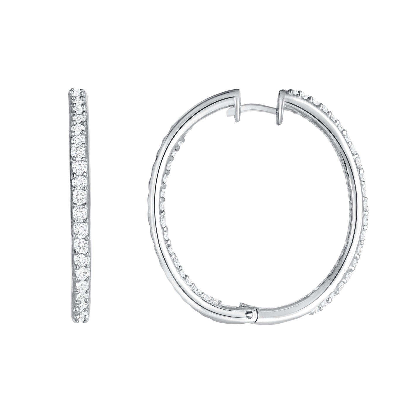 1.10 Carat Round Cut Diamond Hoop Earrings
