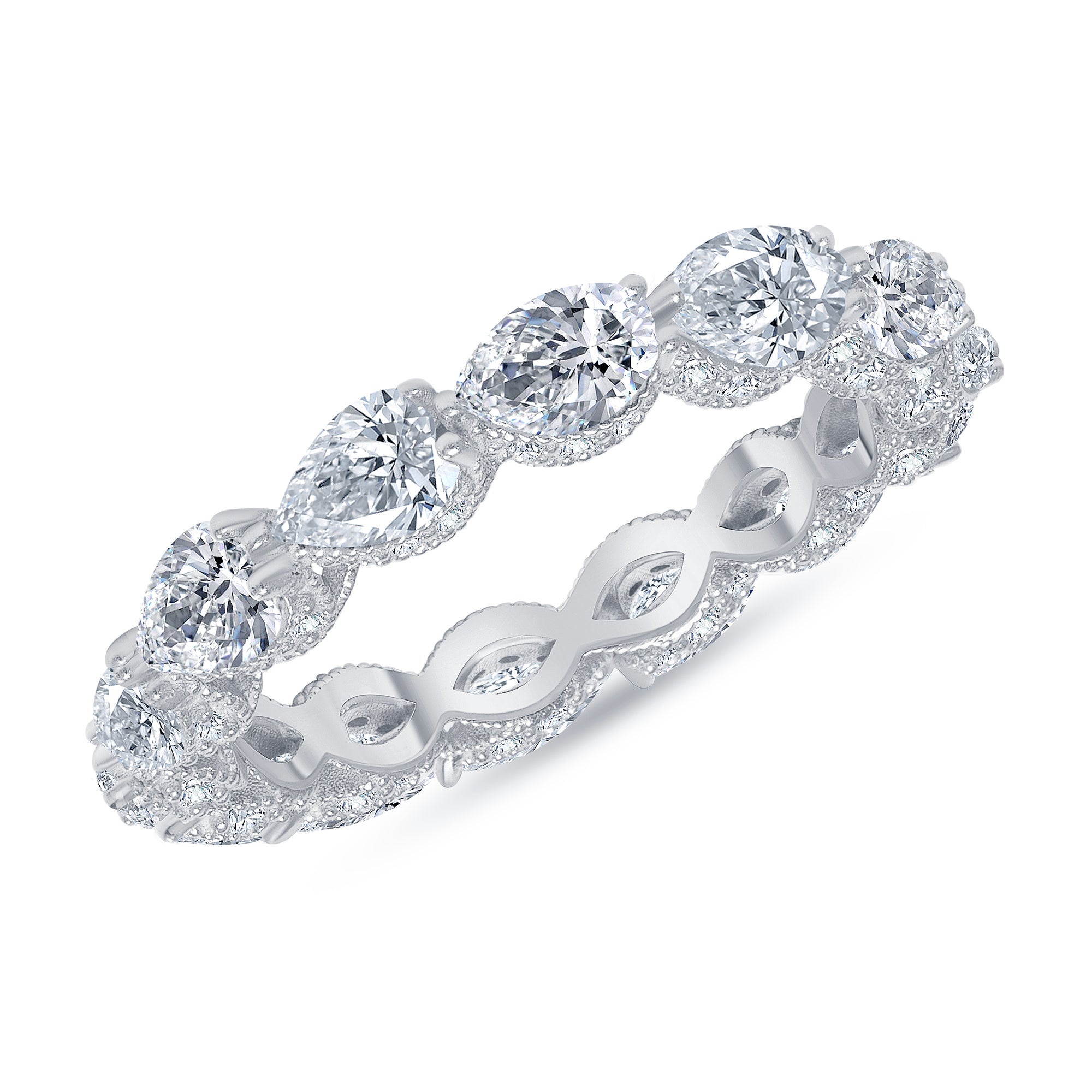 4.84 Ct. Tw. Pear Shape Cut with Brilliant Round Diamond Eternity