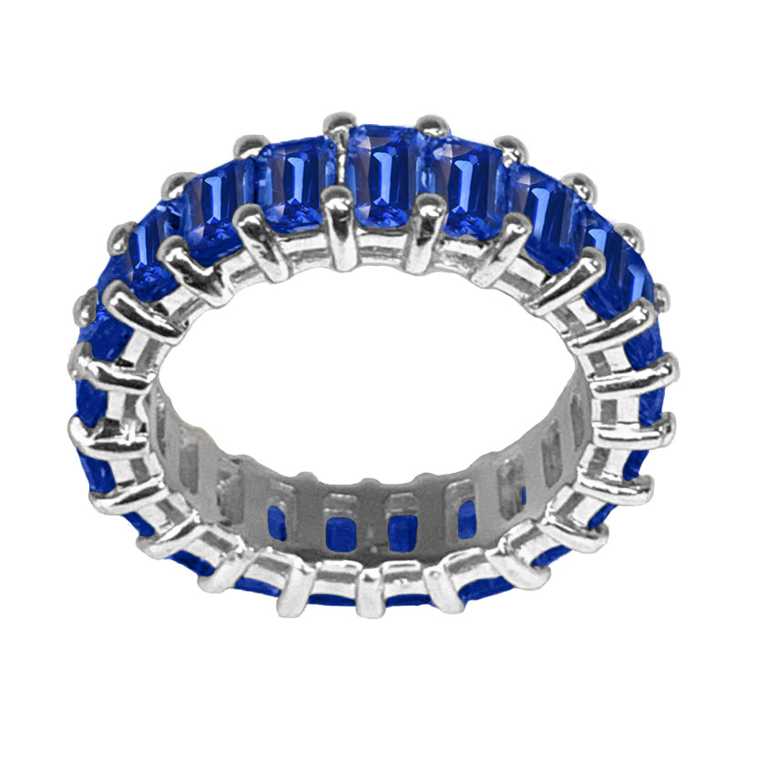 6.00 Ct. Tw. Emerald Cut Natural Blue Sapphire Eternity Band 5X3MM