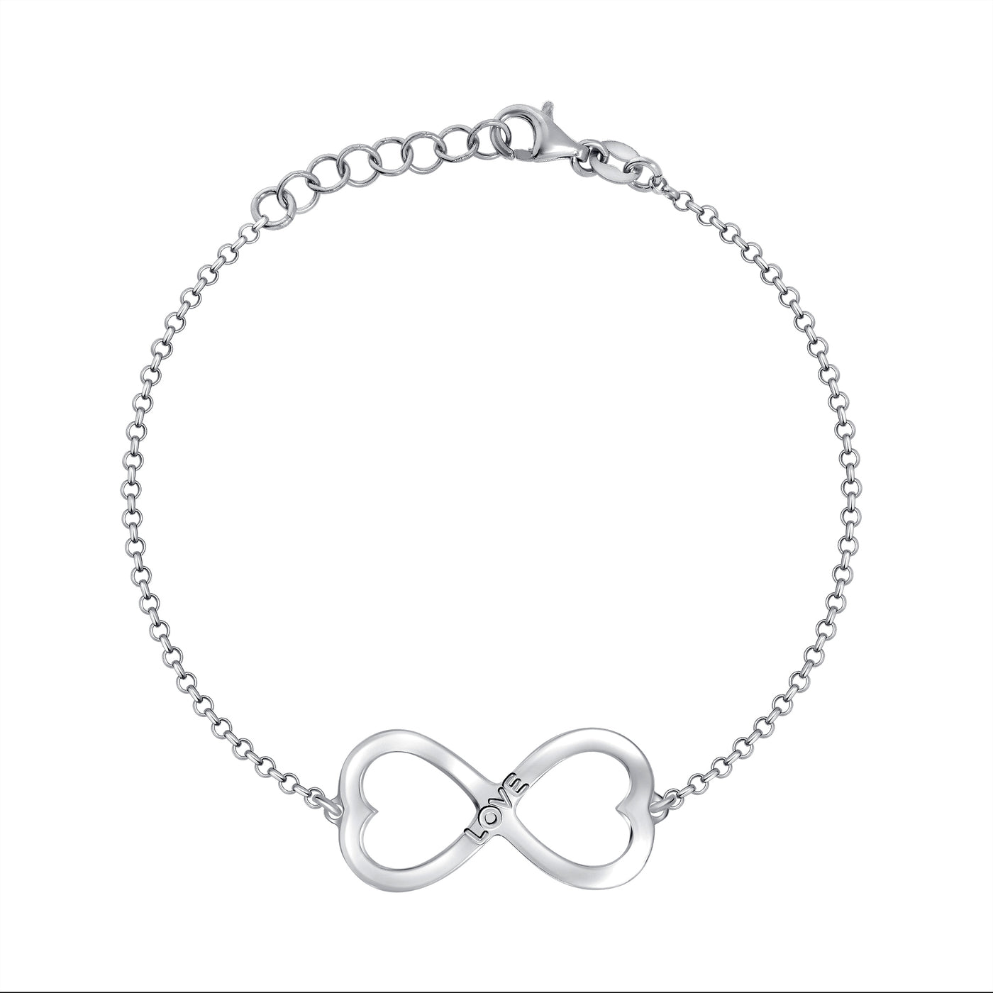 Italian Sterling Silver Infinity Love Double Hearts Bracelet