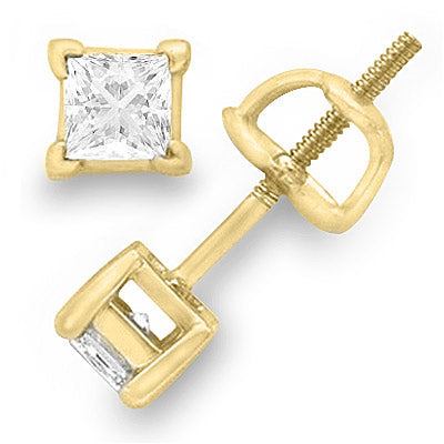 14K Gold Princess-Cut Diamond Stud Earrings 0.40 ct. tw