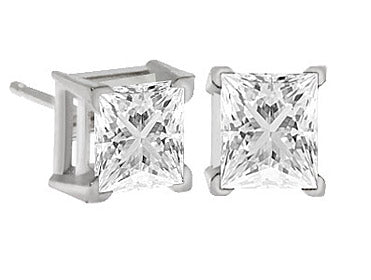 Platinum 4-Prong Princess Cut Diamond Stud Earrings 1.50 ct. tw.