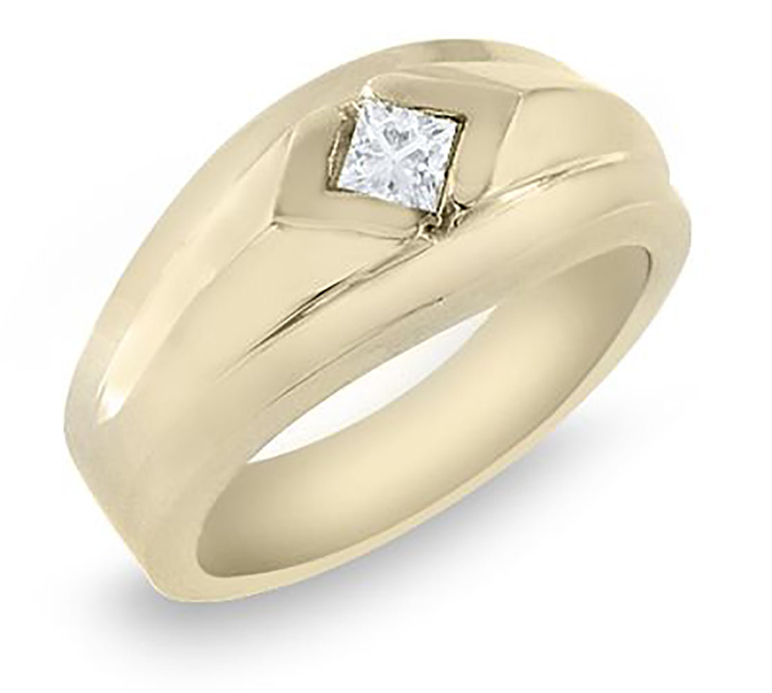 Men's Solid Gold 0.40 Ct. Tw. Princess Cut Solitaire Diamond Ring