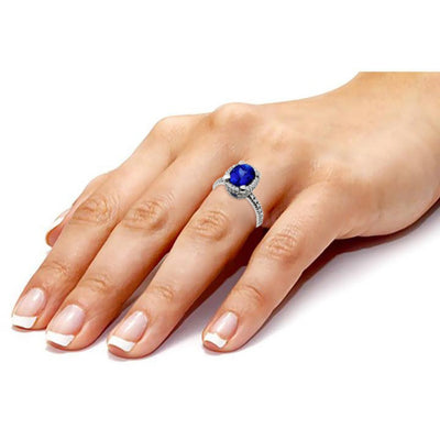 2.00 Ct. Tw. Round Rose Cut Natural Blue Sapphire with 0.50 Ct. Tw. Diamond Ring