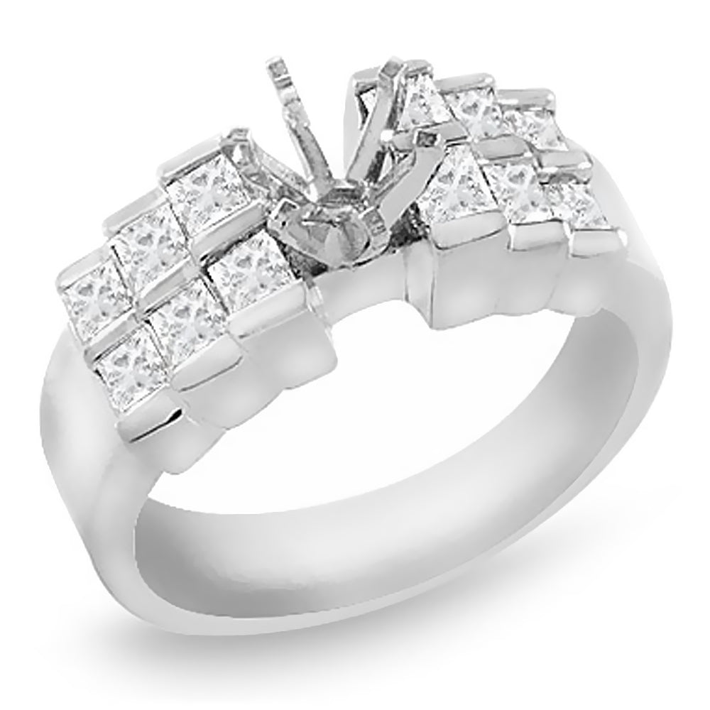 Ladies 0.85 ct. tw. Princess Cut Diamond Semi-Mount Engagement Ring
