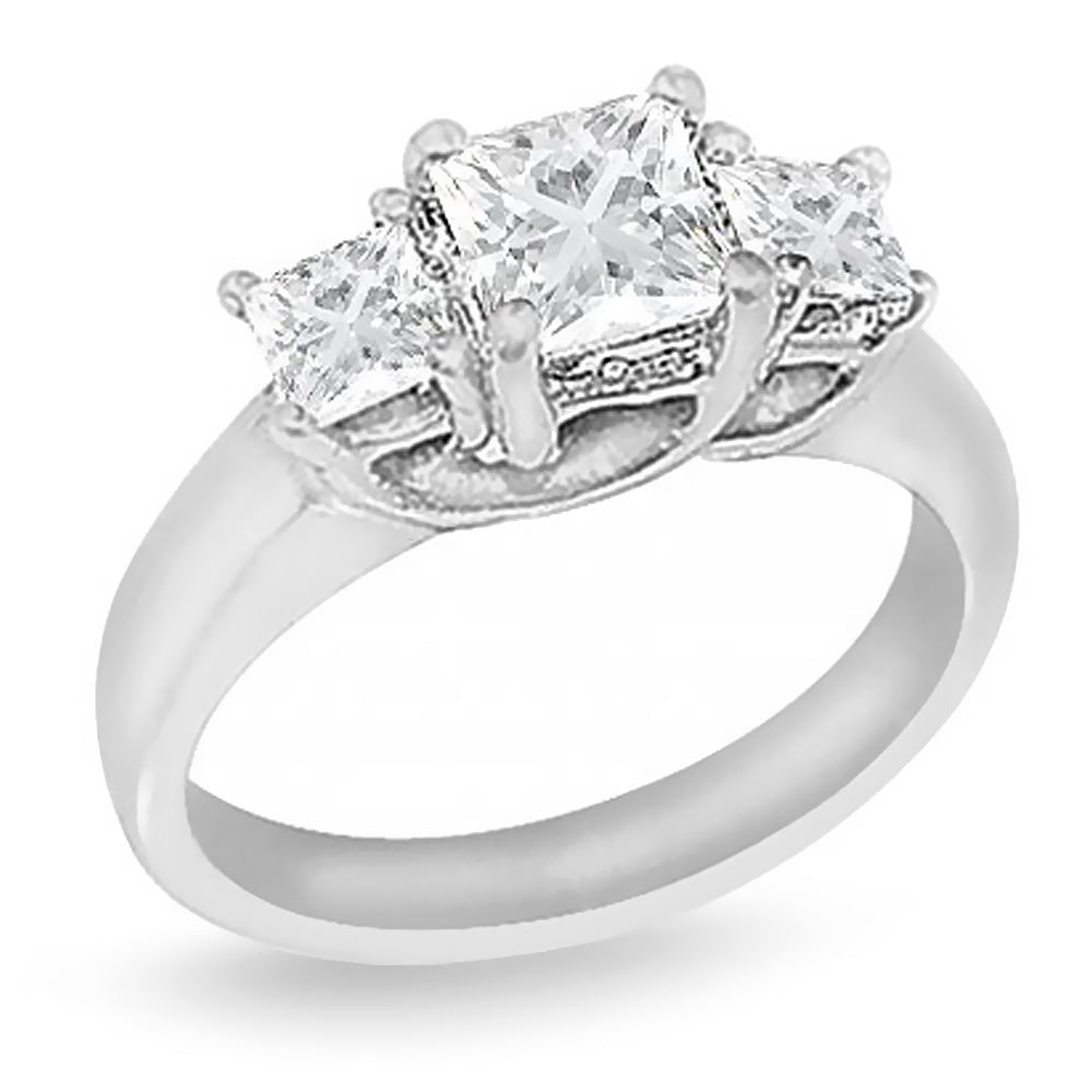 Ladies Timeless Natural Three Stone Diamond Engagement Ring