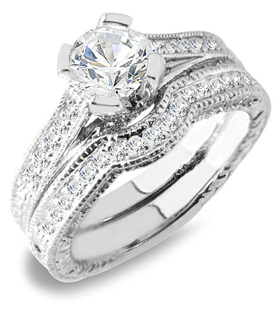 Platinum Diamond Engagement Wedding Ring Set 1.33 Ct. Tw.