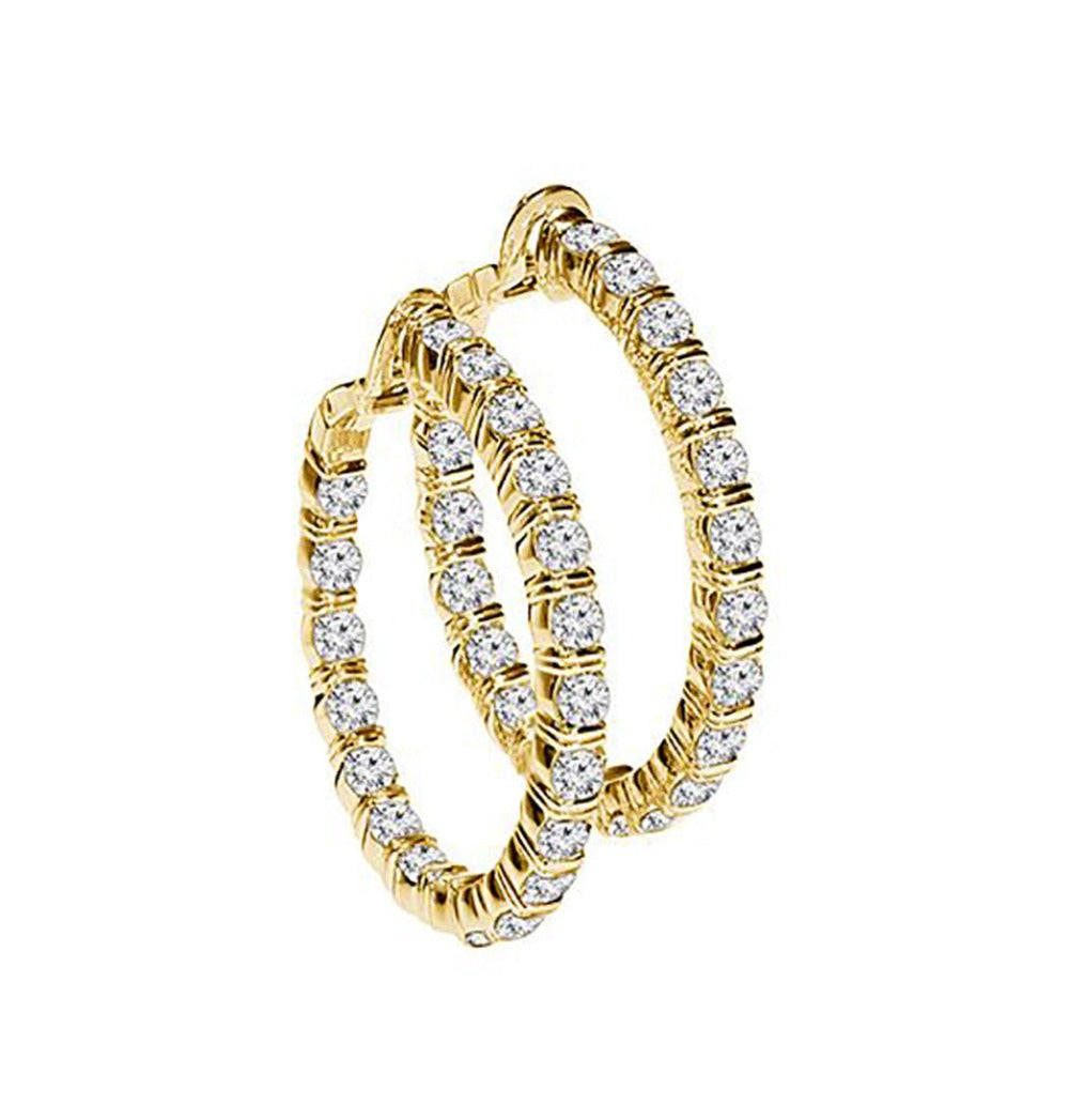 1.00 Carat Diamond Earrings Hoop Style Yellow Gold