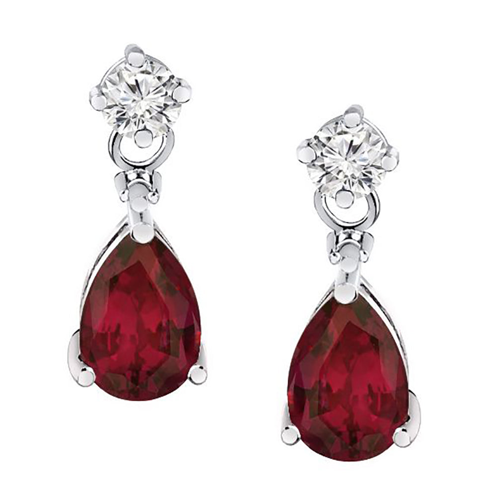 2.20 Carat Diamond & Ruby Earrings