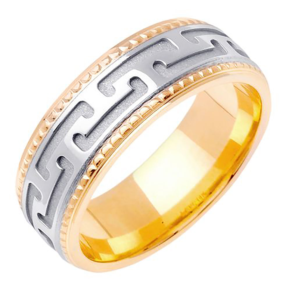 7MM Two Tone Contemporary Design Wedding Band