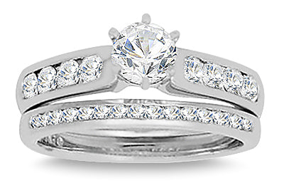 0.94 Ct. Tw. Brilliant Round Cut Diamond Engagement Wedding Ring Set in Platinum