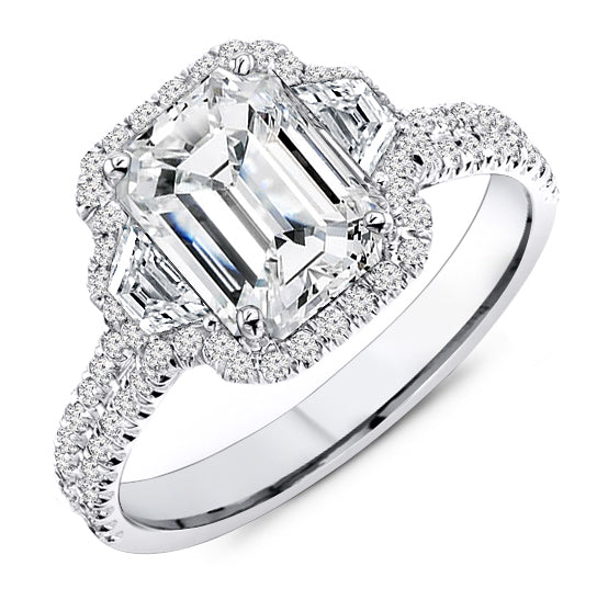 2.60 Ct. Tw. Designer Emerald Cut Engagement Ring