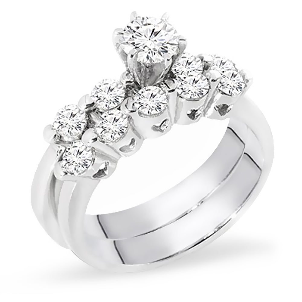 1.10 Ct. Tw. Heart Cut Out Diamond Engagement Wedding Ring Set