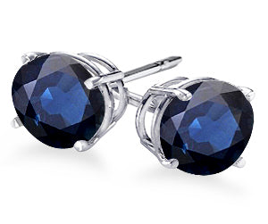 4-Prong Round Cut Blue Sapphire Stud Earrings