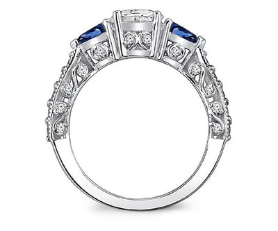 1.50 Carat Diamond and Sapphire Engagement Ring