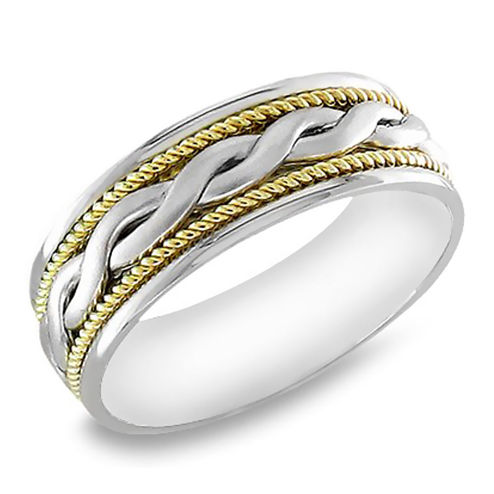 6MM Two Tone Infinity Twist with Rope Gold Wedding Band