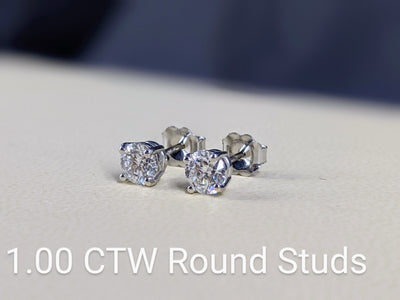 Platinum 4-Prong Round Cut Diamond Stud Earrings 1.00 ct. tw.