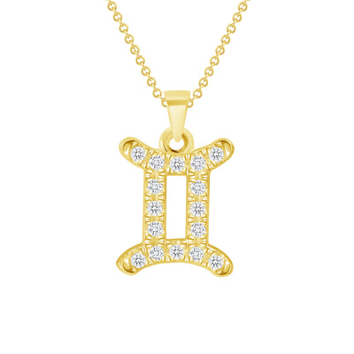 0.20 Carat Round Cut Diamond 14K Gold Zodiac Symbol Pendants