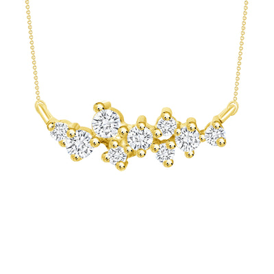 0.25 Carat Brilliant Round Cluster Diamond Necklace 14K Gold 16" Rolo Chain
