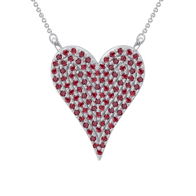1.02 Carat Round Cut Ruby Heart Pendant In Yellow, White or Rose Gold with 16" Rolo Chain