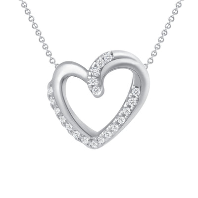 Diamond Love Heart Pendant 0.20 Carat Round Cut in Yellow, Rose or White Gold 16" Chain