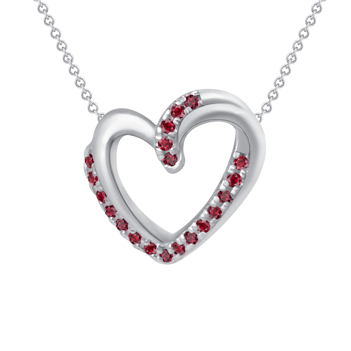 Love Heart 0.20 Carat Round Cut Ruby Pedant in Yellow, Rose or White Gold 16" Chain