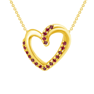Love Heart 0.20 Carat Round Cut Ruby Pedant in Yellow, Rose or White Gold 16" Chain