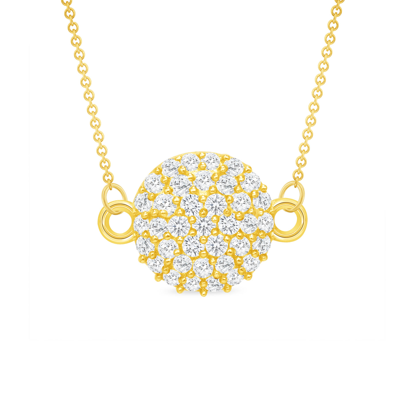 14K Gold 0.30 Carat Diamond Disc Bracelet or Necklace Pendant (7" & 17" Rolo Chain)