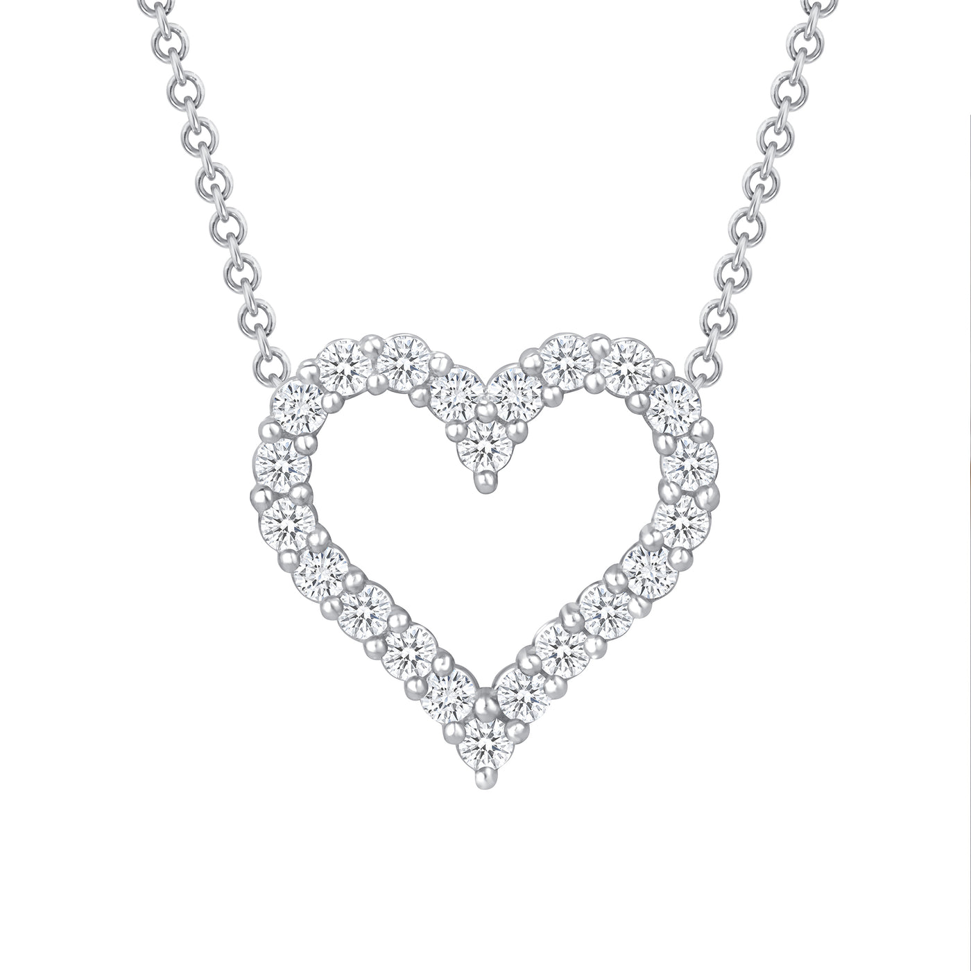 Diamond Heart Pendant 0.23 Carat Round Cut in Yellow, Rose or White Gold 16" Chain