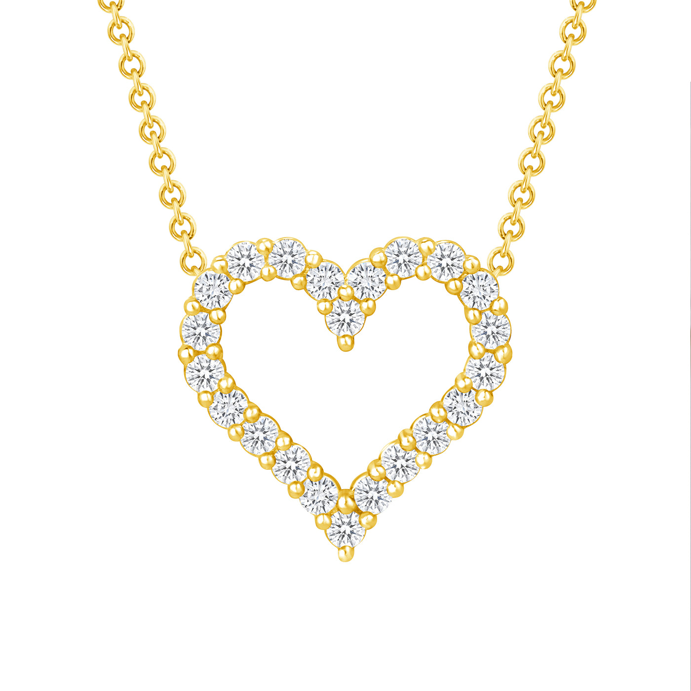 Diamond Heart Pendant 0.23 Carat Round Cut in Yellow, Rose or White Gold 16" Chain