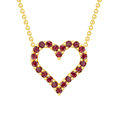 Ruby Heart Pendant 1/4 Carat Round Cut in Yellow, Rose or White Gold 16" Chain