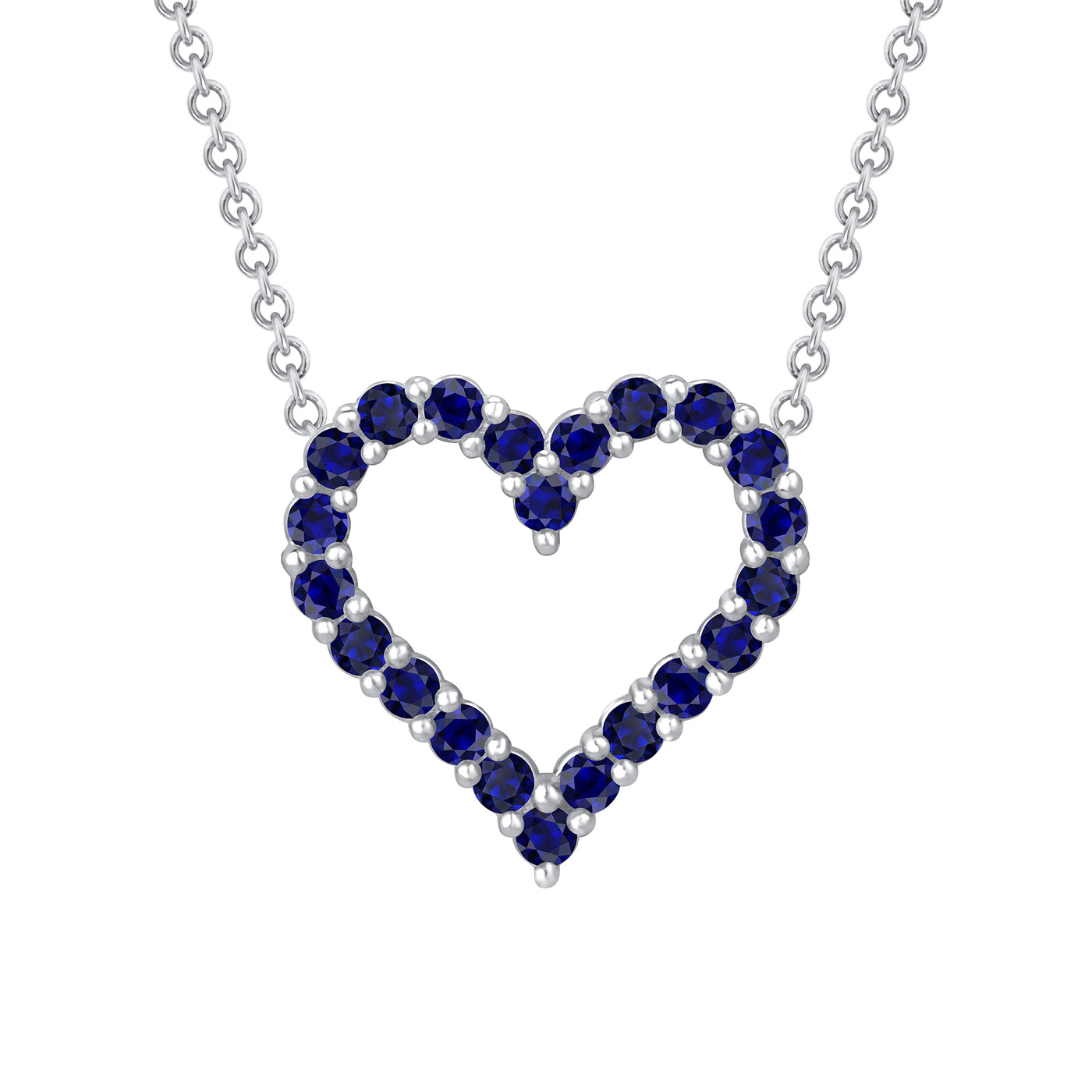 Sapphire Heart Pendant 0.23 Carat Round Cut in Yellow, Rose or White Gold 16" Chain