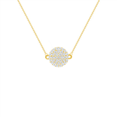 14K Gold 0.30 Carat Diamond Disc Bracelet or Necklace Pendant (7" & 17" Rolo Chain)