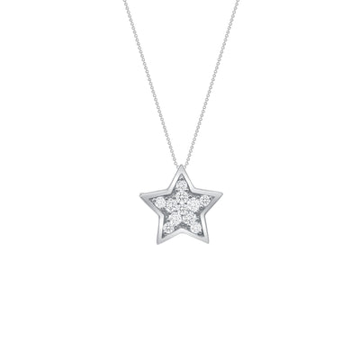 14K Gold 0.10 Carat Star Necklace with 16" Rolo Chain