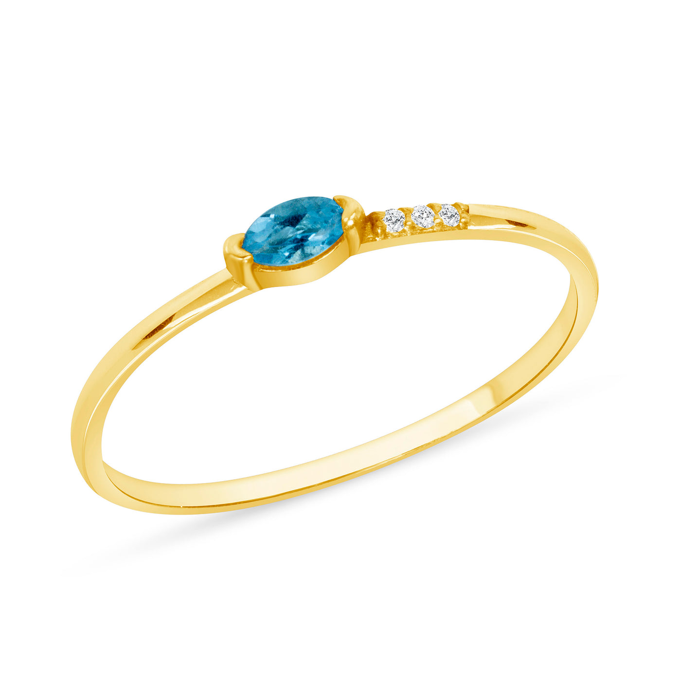 14K Gold Colorful 0.13 Ct. Mix Cut Marquise Cut Gems and Round Diamond Stack-Able Rings