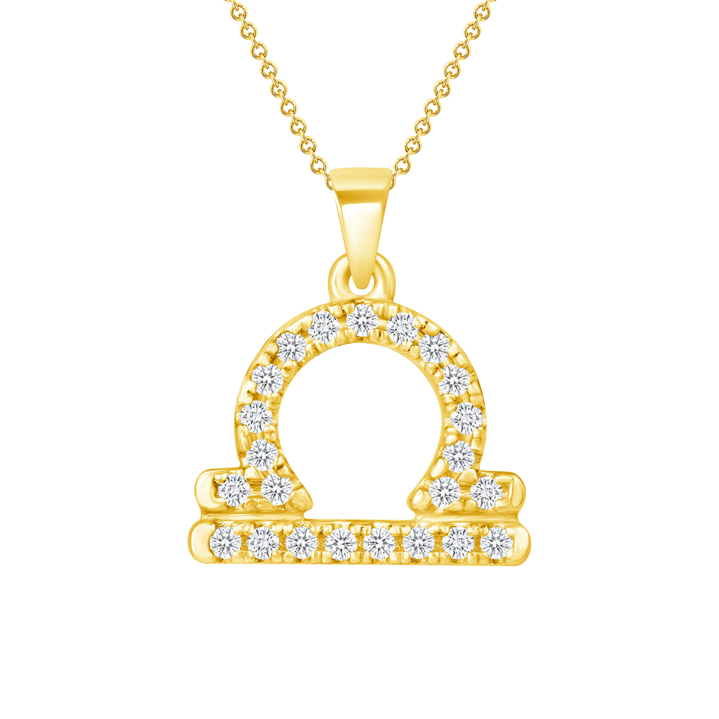 0.20 Carat Round Cut Diamond 14K Gold Zodiac Symbol Pendants