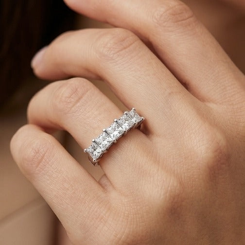 Ladies Five-Stone 1.25 Carat Princess Cut Diamond Band