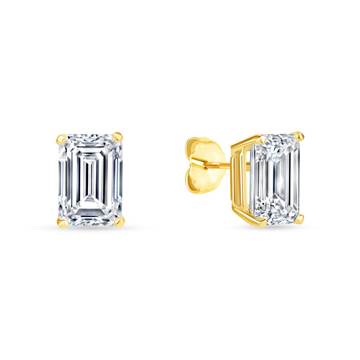 1.00-6.00 Carat 4-Prong Lab Grown Emerald Cut Diamond Stud Earrings