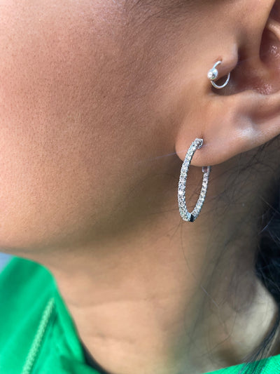 1/2 Carat Hoop Diamond Earrings White Gold