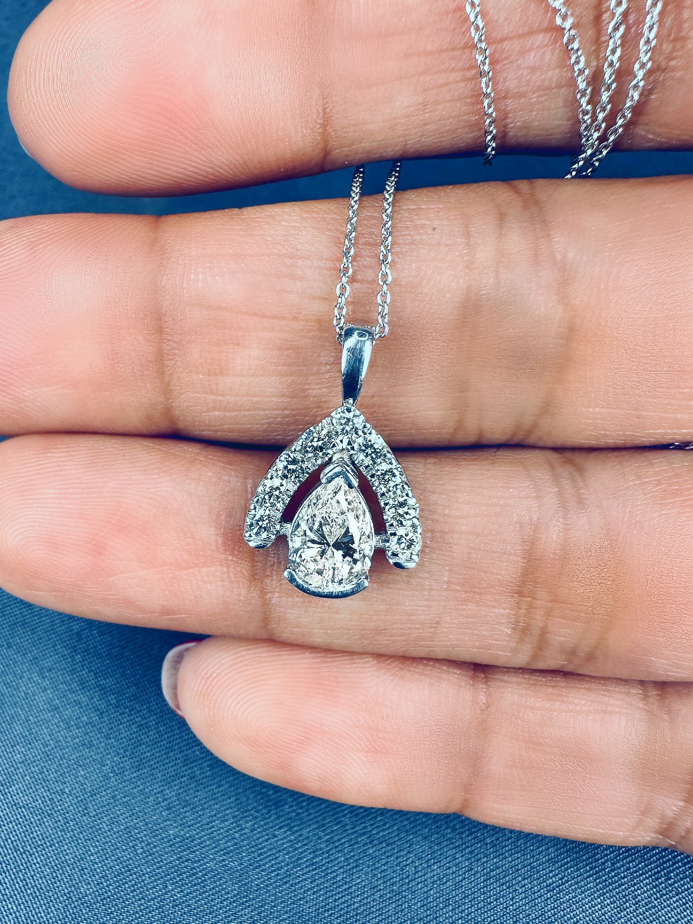 Teardrop Crown 1.75 ct. tw. Pear Cut Diamond Pendant