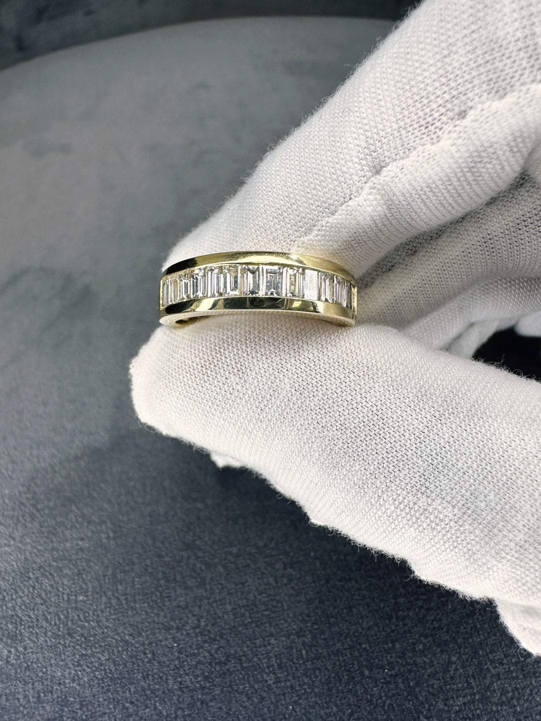 Two Tone Mens Baguette Cut Diamond Rings Mens Wedding Band